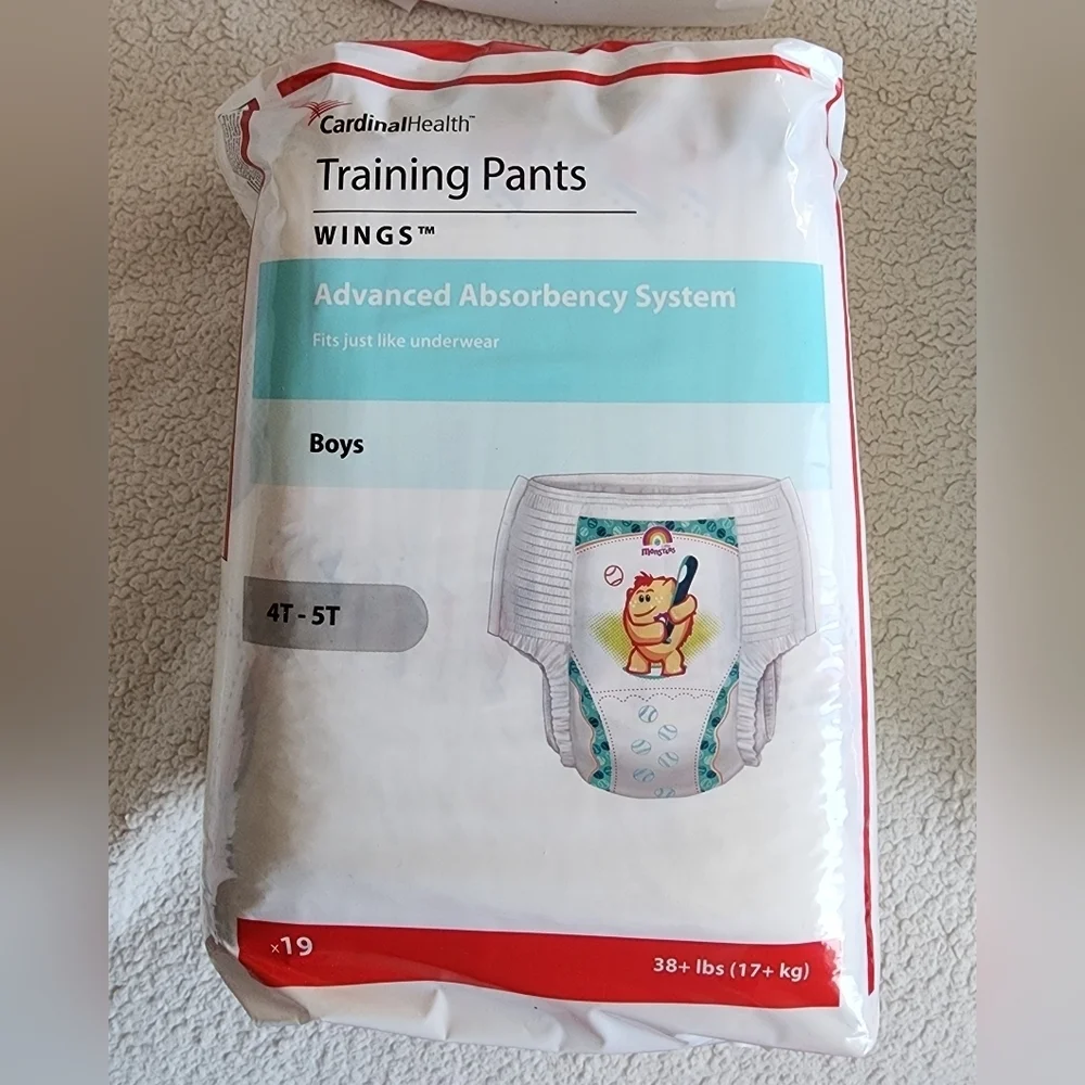 New 4 pack toddler Cardinal Health Training Pants premium Pull-Up diapers, 4t/5t